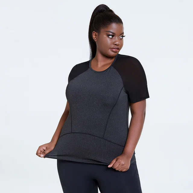 Yoga Clothes Oversized Yoga Blouse Sports Short-sleeved Mesh Gym Clothes - Black