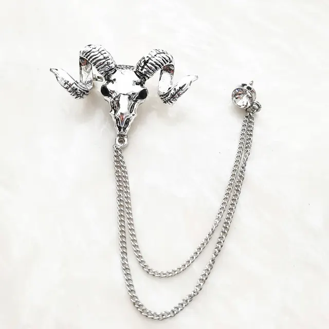 Suit Animal Pin Brooch Simple Badge Accessories Bull Head Ancient Silver - Shop at LoveMi