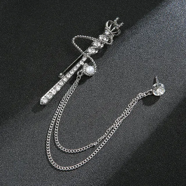 Suit Animal Pin Brooch Simple Badge Accessories Scepter Silver - Shop at LoveMi