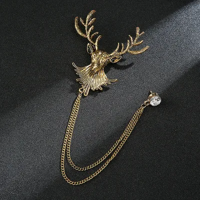 Suit Animal Pin Brooch Simple Badge Accessories Sheep Head Antique Gold - Shop at LoveMi