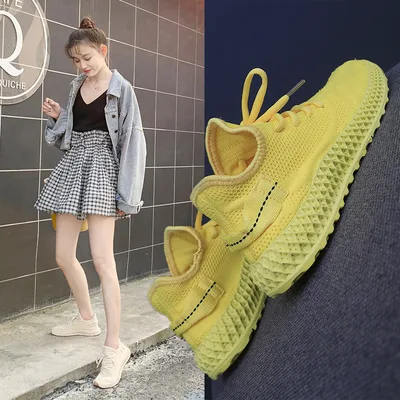 New Girls Breathable Sneakers Yellow - Shop at LoveMi