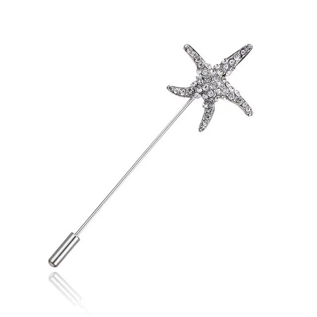 Vintage Crystal Flower Men Suit Brooch Pin Simple Rose Flower 1Style - Shop at LoveMi