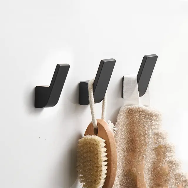 Punch free Clothes Hook Strong Viscose Bathroom Door, Coat And Hat, Coat Hook, Wall, Load bearing Storage Black 3Pack - Shop at LoveMi