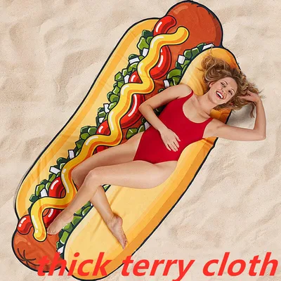 Water absorbent And Quick drying Beach Towel Printing Swimming Towel Material Hot Dogs Thick Terry Cloth - Shop at LoveMi