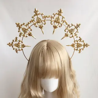Wheat Ear Cross Feather Church Pope Golden Hair Ornament - 4Color