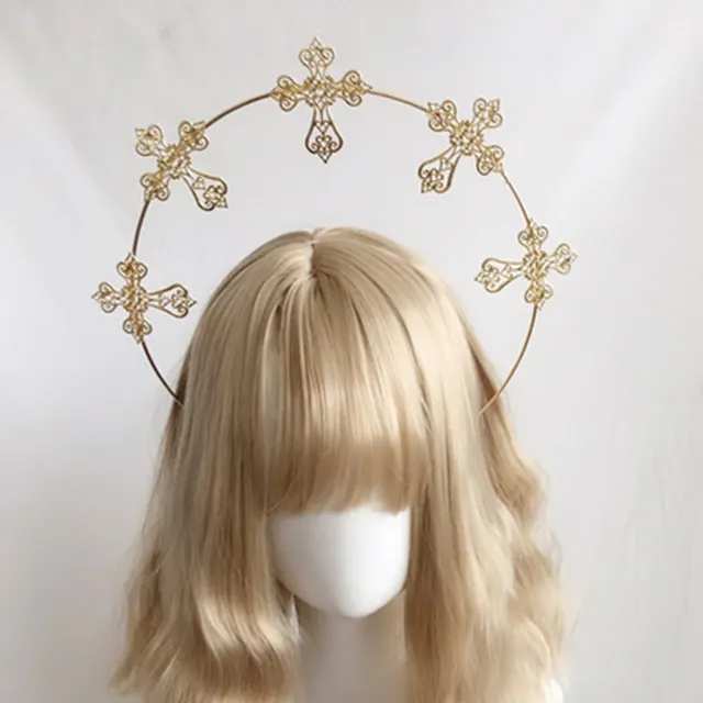 Wheat Ear Cross Feather Church Pope Golden Hair Ornament 6Color - Shop at LoveMi