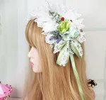Elegant Pastoral Lace Hair Ornament With Bow Hanamaru Straw Hat