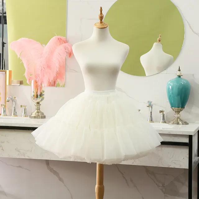 Lolita Skirt Boneless Skirt Glass Gauze Wedding Petticoat Can Be Worn Outside White - Shop at LoveMi