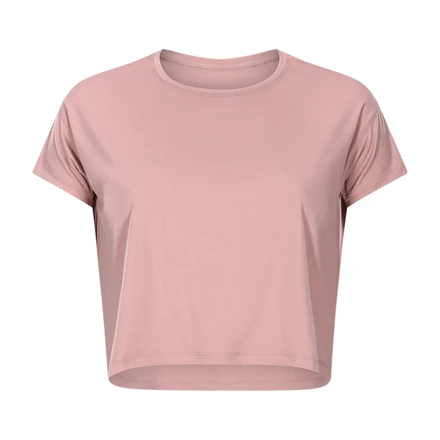 Fashion Loose Simple Yoga Short Sleeve Honey Grapefruit - Shop at LoveMi