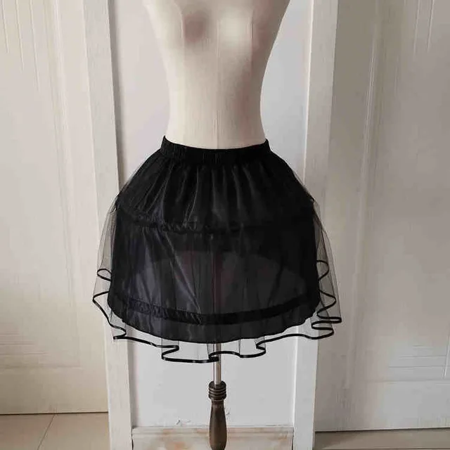 Lolita Lolita Adjustable Violent Petticoat Soft Girl Half length Tutu Skirt Black - Shop at LoveMi
