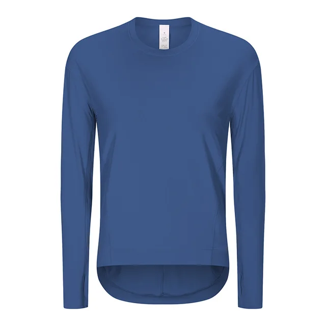 Fashionable And Simple Back Folds Yoga Long Sleeves Blue - Shop at LoveMi