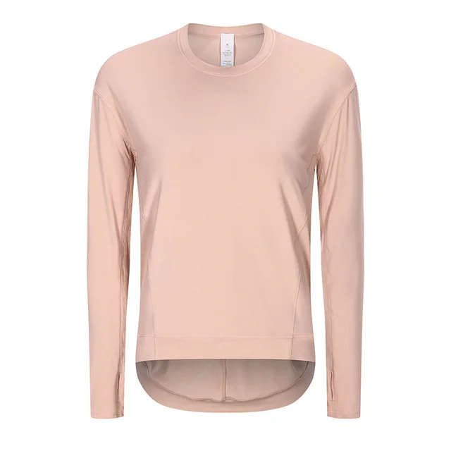 Fashionable And Simple Back Folds Yoga Long Sleeves Pink - Shop at LoveMi