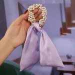 Pearl Streamer, Bowknot, Hair Rope, Retro Headdress, Female Tying Hair, Hair Accessories - Purple