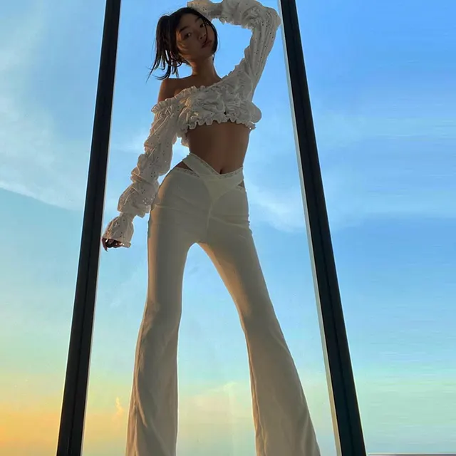 Low Waist, Pure Lace Strap And Buttock Bell Bottoms White - Shop at LoveMi