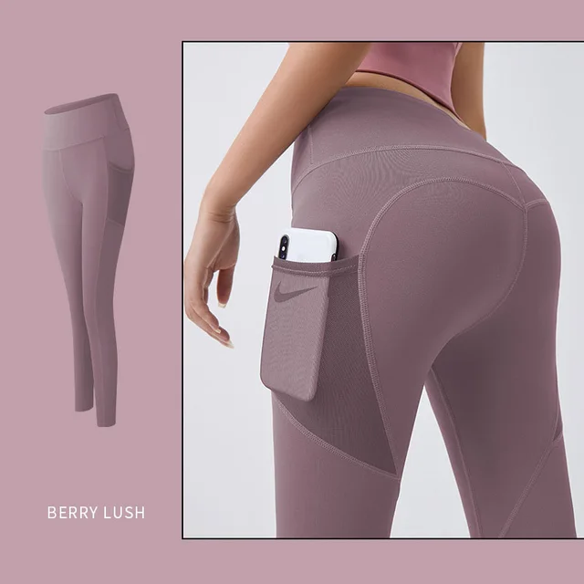 Yoga Pants Women With Pocket Leggings Sport Girl Gym Leggings Women Tummy Control Jogging Tights Female Fitness Pants Purple - Shop at LoveMi