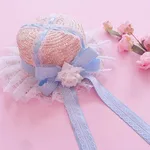 Sky Blue Rose Flower Straw Hat