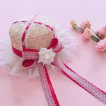 Straw Hat With Red Ribbon And