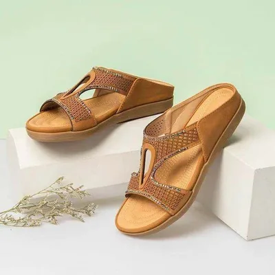Summer New Style Comfortable One step Fashion Rhinestone Wedges Women's Shoes Brown - Shop at LoveMi