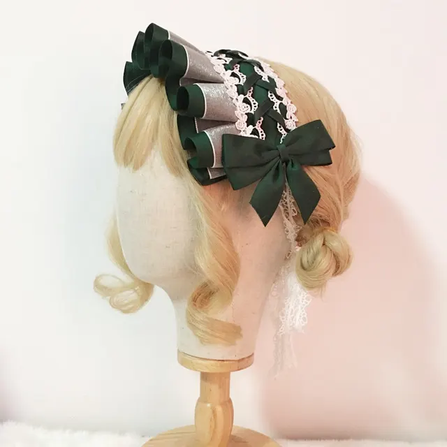 Lolita Hair Band Headdress Lolita Soft Girl Japanese Girl Hair Band Green - Shop at LoveMi
