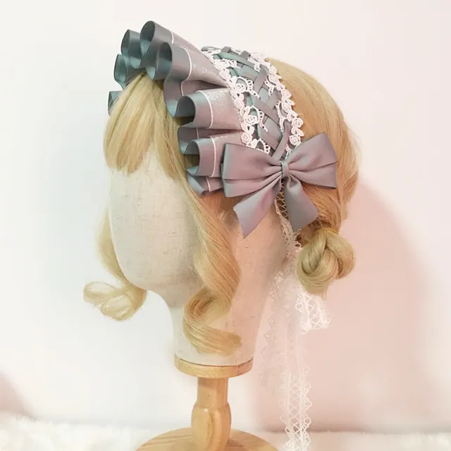 Lolita Hair Band Headdress Lolita Soft Girl Japanese Girl Hair Band Light Blue - Shop at LoveMi