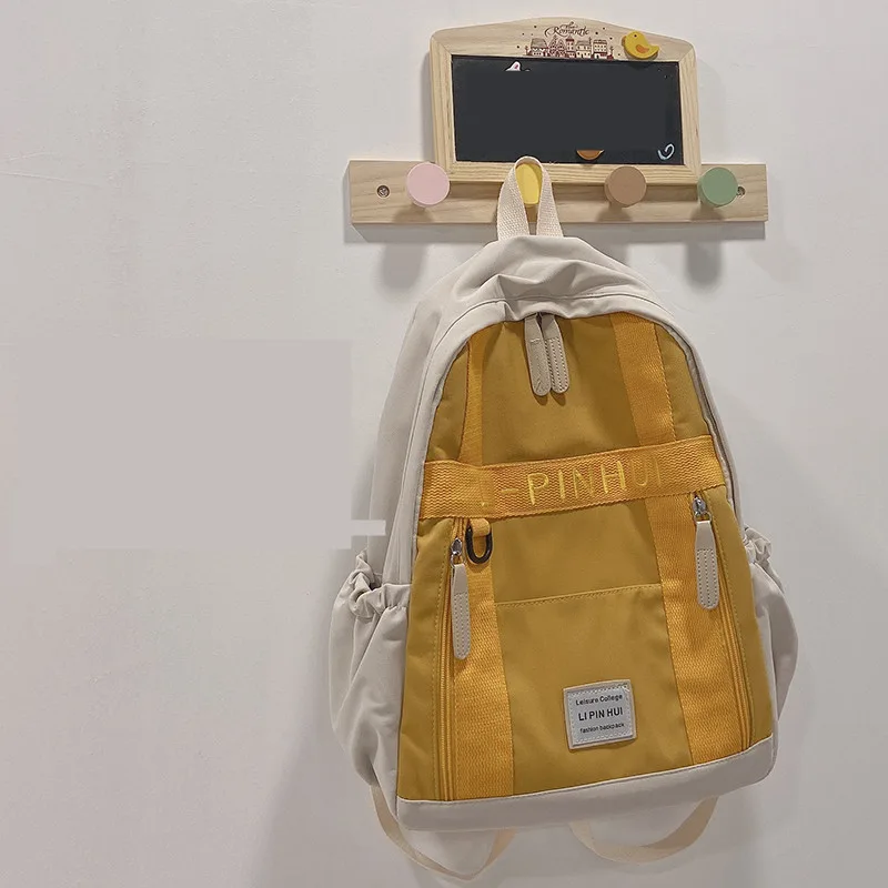 Schoolbag High School Girls Backpack Junior High School Students All match Backpack Yellow - Shop at LoveMi