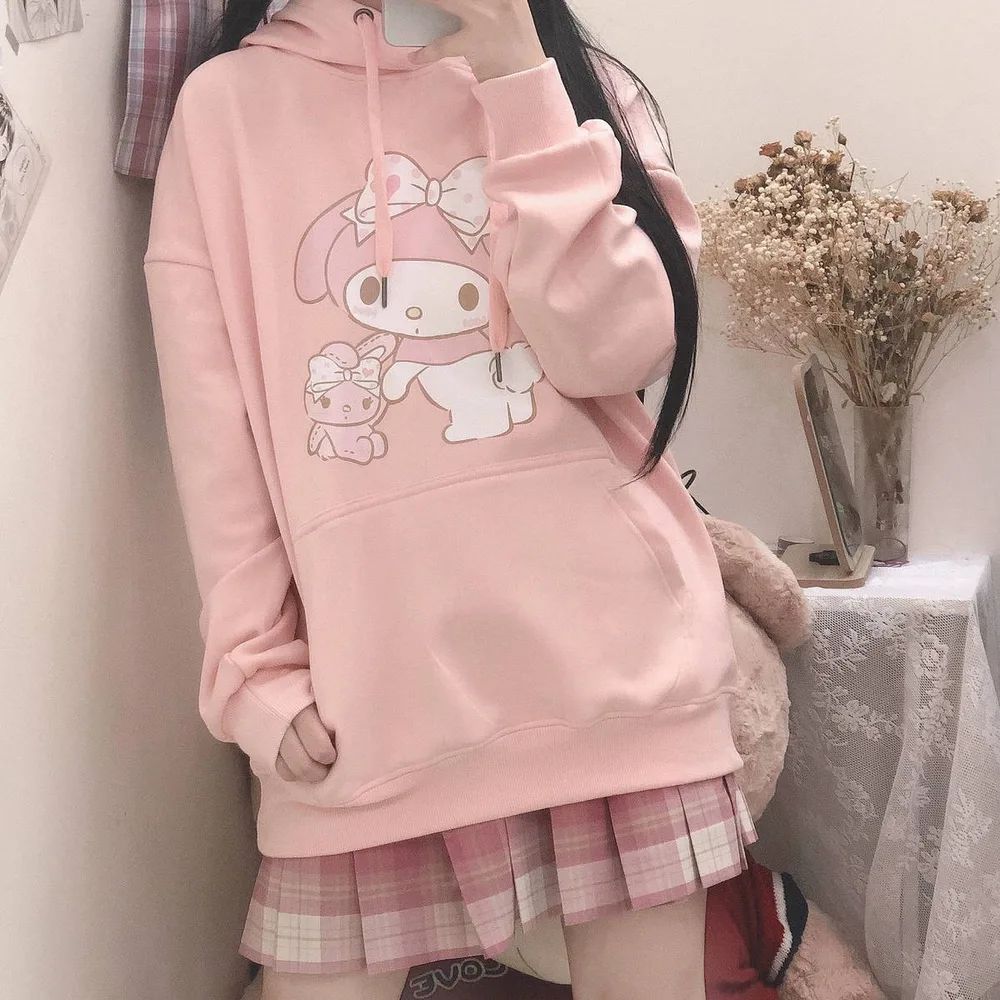 Girly Cute Autumn And Winter New Female Cartoon Loose Hedging Women's - Pink