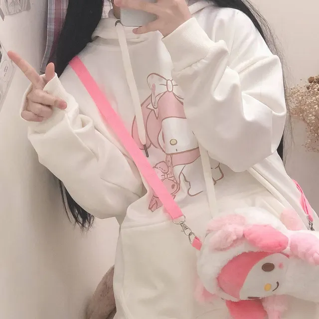 Girly Cute Autumn And Winter New Female Cartoon Loose Hedging Women's White - Shop at LoveMi