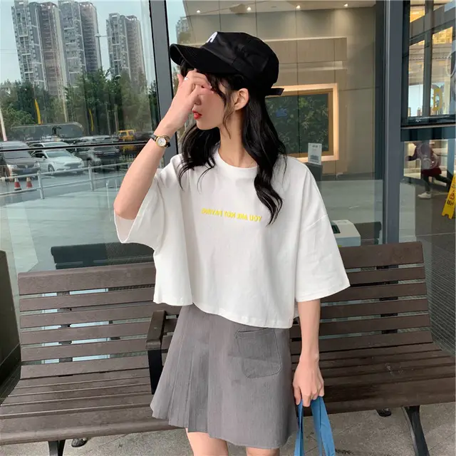 Purple Navel High Waist Loose Short Top With High Waist Pants White - Shop at LoveMi