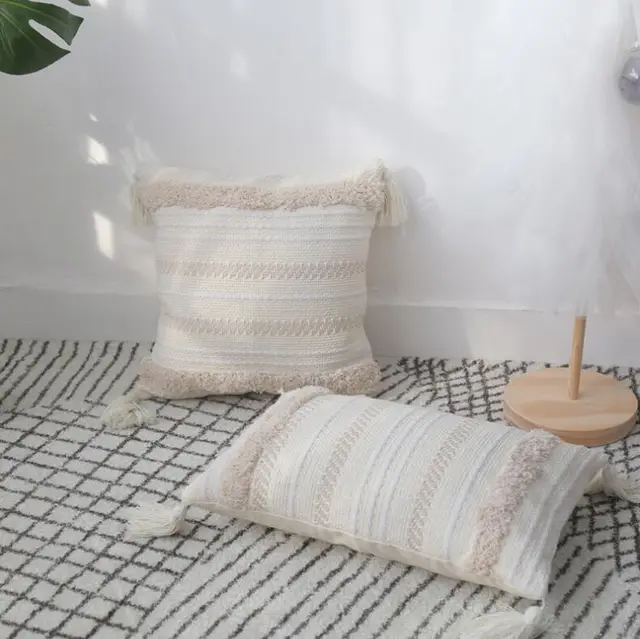 Frien Cushion Shell Canvas Throw Pillow Tufted Pillow White - Shop at LoveMi