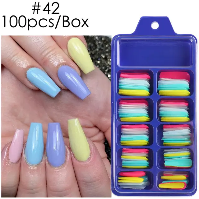 Blue Box Full Paste Wear Long Ballet Nail Plate C - Shop at LoveMi