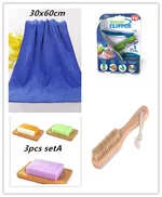 Thickened Microfiber Towel Bristle Pumice Brush Rubbing Foot Board Essential Oil Handmade Soap Nail Clipper With LED Light - Mix 1Set