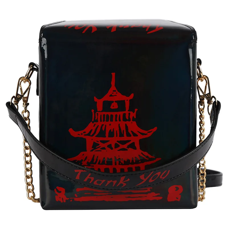 Spraying Creative Small Square Bag Iron Tower Messenger Handbag Black - Shop at LoveMi