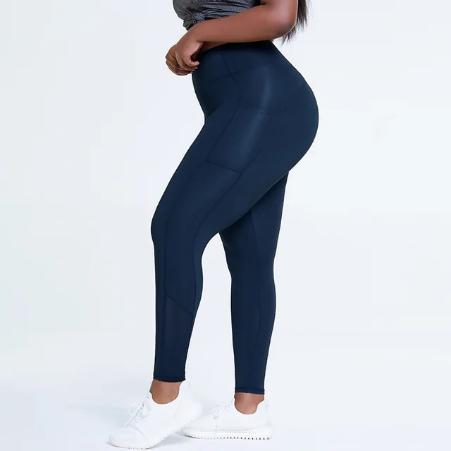 Sport Leggings for Women Fitness Push Up Elastic Solid Color Legging High Waist Plus Size Workout Gym Ankle Length Pants Blue - Shop at LoveMi