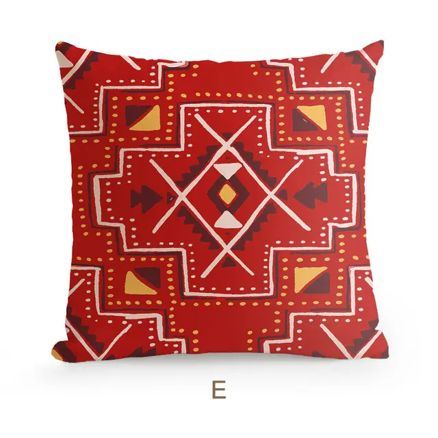 Bohemian Homestay Ethnic Style Pillow Living Room Sofa Cushion Office Pillow Car Backrest Pillow Case Red - Shop at LoveMi