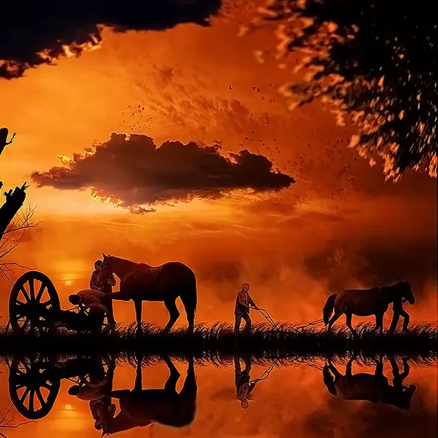 5D Diamond Painting Sunset And Carriage Cross Stitch Diamond Embroidery Pattern Rhinestones Coler - Shop at LoveMi