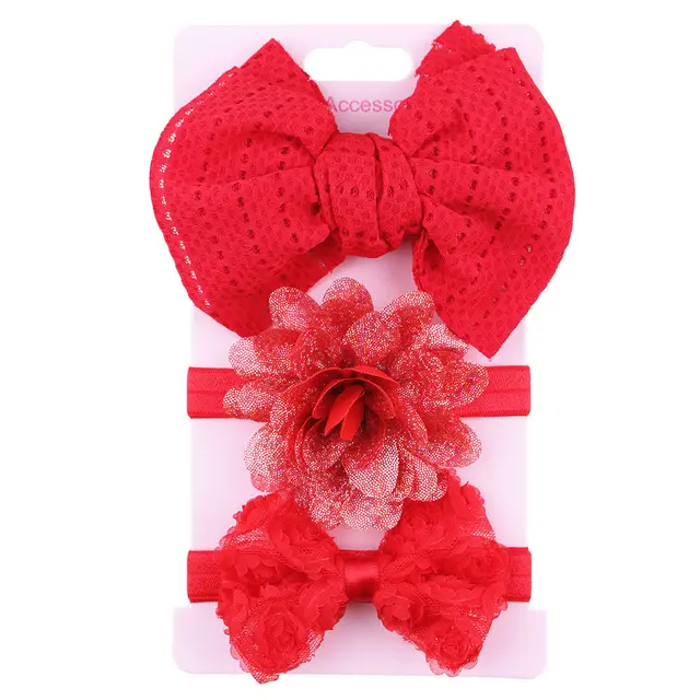 Baby Head Flower Child Bow Headdress Red - Shop at LoveMi