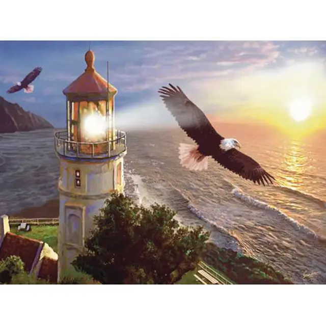 Diy Mosaic Art Seaside Lighthouse Needlework Diamond Painting Coler - Shop at LoveMi