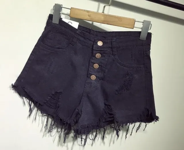 Casual Summer Women Denim Short High Waists Sexy Short Jeans Black - Shop at LoveMi
