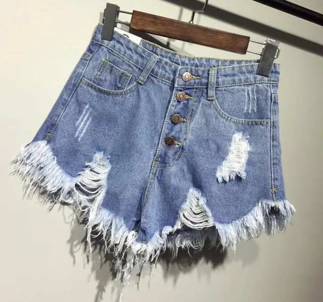 Casual Summer Women Denim Short High Waists Sexy Short Jeans Blue - Shop at LoveMi