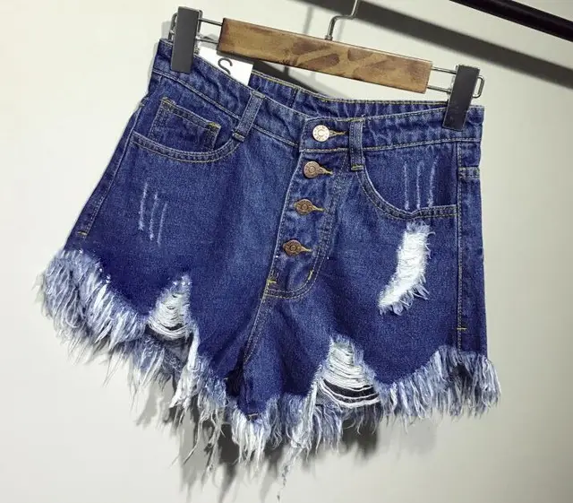 High Waist Fitted Denim Shorts Dark Blue - Shop at LoveMi