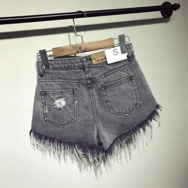 Casual Summer Women Denim Short High Waists Sexy Short Jeans Grey - Shop at LoveMi