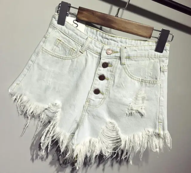 Casual Summer Women Denim Short High Waists Sexy Short Jeans Light Blue - Shop at LoveMi