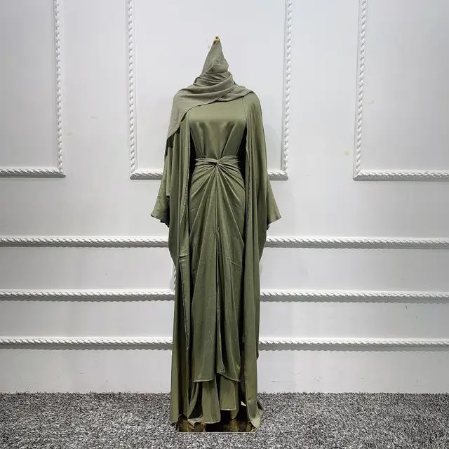Ensemble Femme Musulmane Kaftan Abaya Dubai Turkey Islam Green - Shop at LoveMi
