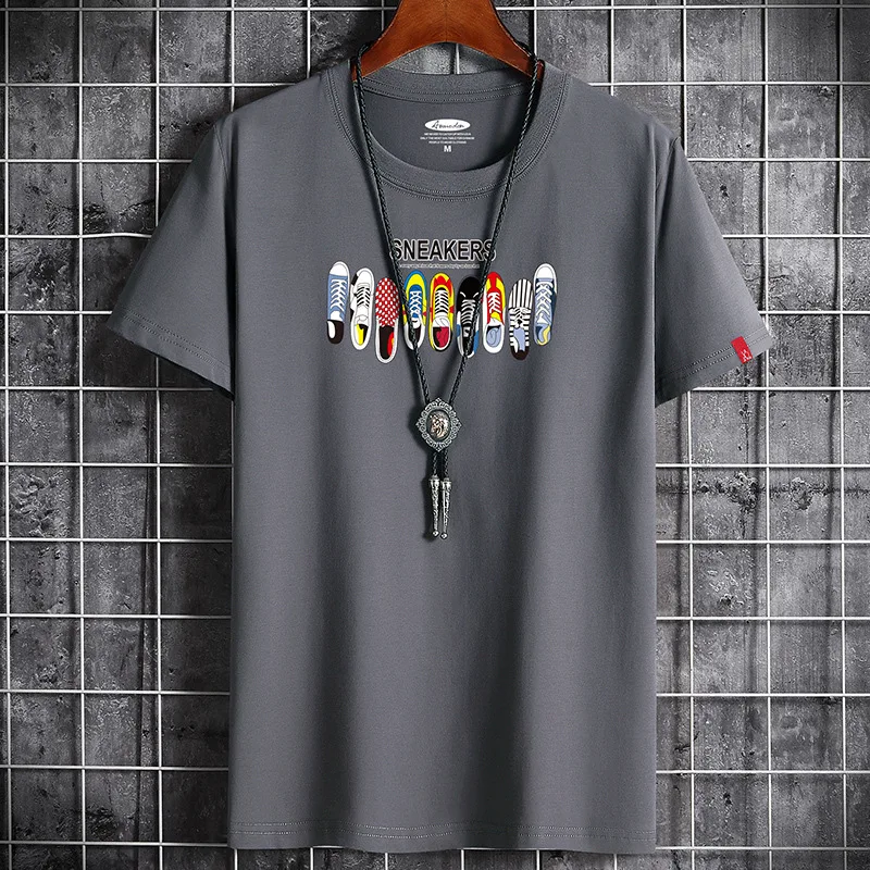 New Round Neck Cotton Loose Large Size Men's Style Blouse Grey - Shop at LoveMi