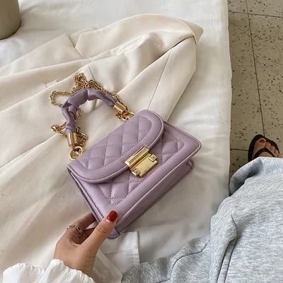 Summer New Fashion Chain Messenger Net Red Ladies Rhombus Small Square Bag Red - Shop at LoveMi