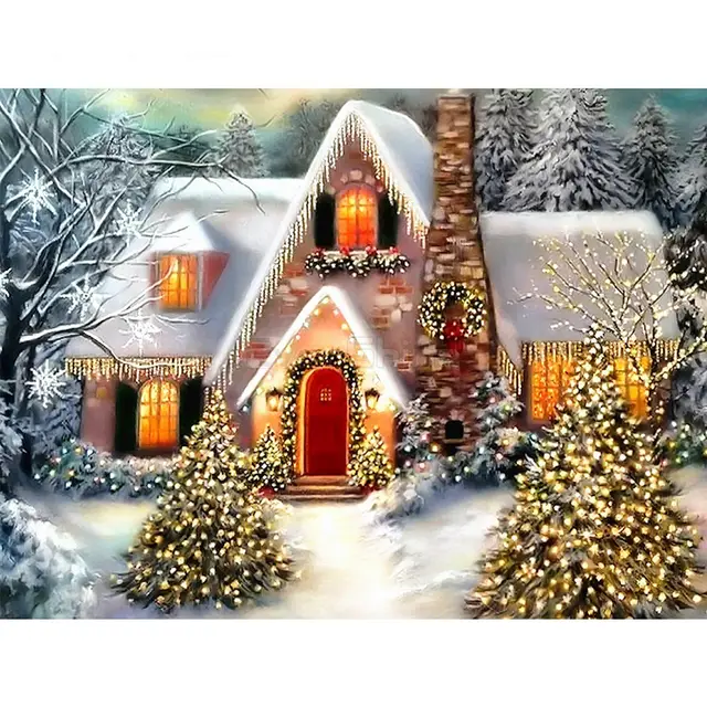 Cross Stitch Diamond Painting Winter Embroidery Home Decoration Cottage Square - Shop at LoveMi