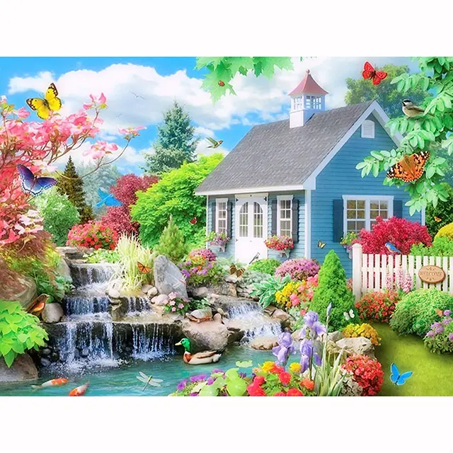 5d DIY Diamond Embroidery Gift Home House Painting Landscape Round - Shop at LoveMi