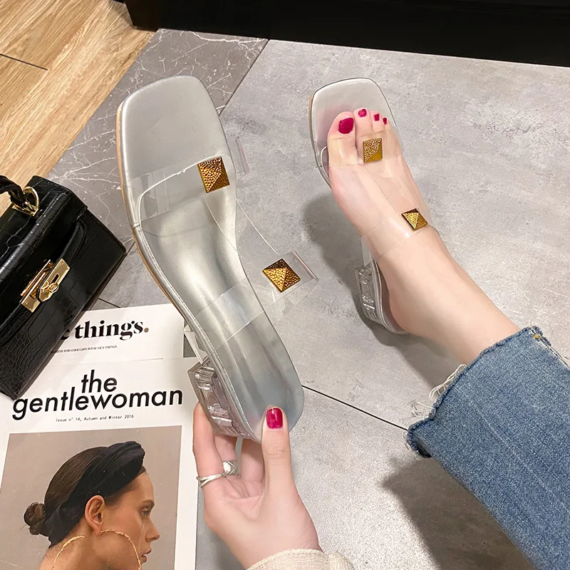 High Heel Slippers Summer New Fashion Trend Korean Version Silver - Shop at LoveMi