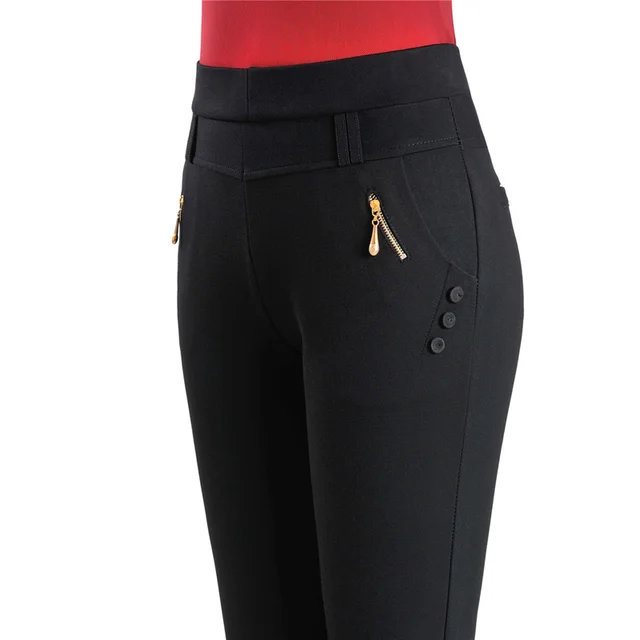 Summer Thin Women's Trousers Elastic Waist Stretch Casual Pants Black - Shop at LoveMi