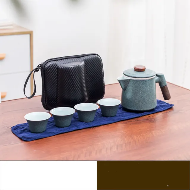 Travel Kung Fu Tea Set Small Ceramic Quick Guest Cup Bluestone - Shop at LoveMi